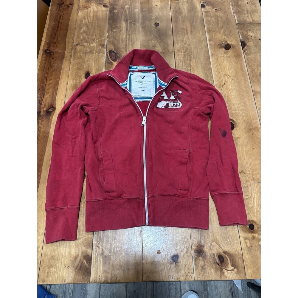American Eagle Outfitters Women's Red Full Zip Fleece Activewear Jacket Size S/P
